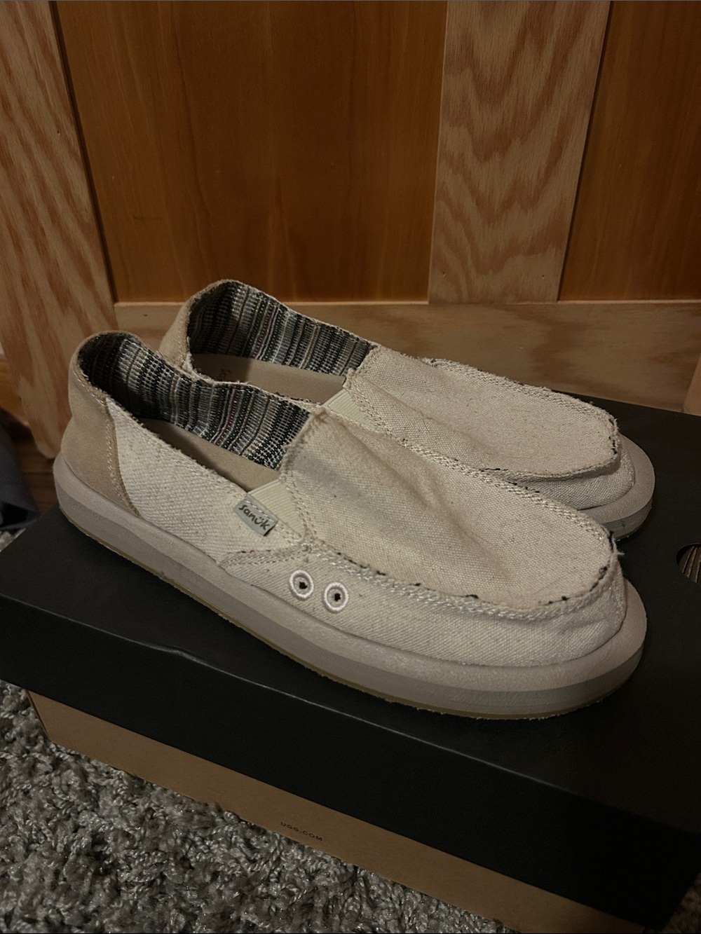 Sanuk Casual Slip-On Women’s Shoes in Beige